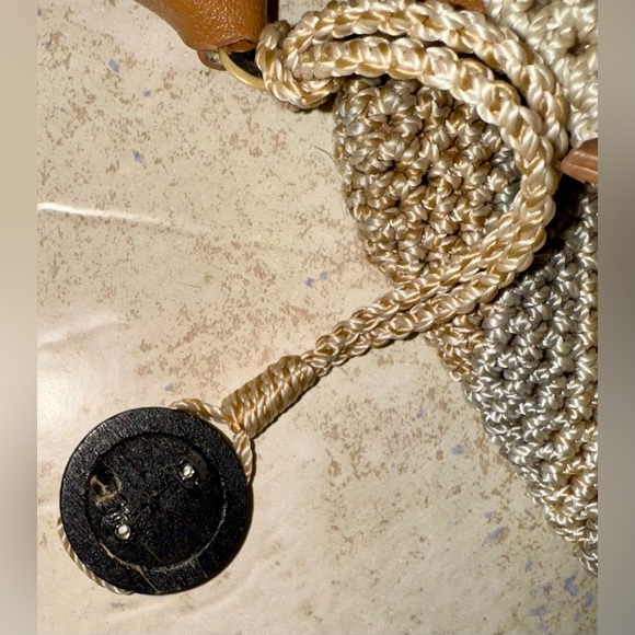 The Sak Cambria Crochet Woven Shoulder Bag Tote Sand Stripe - Picture 12 of 13